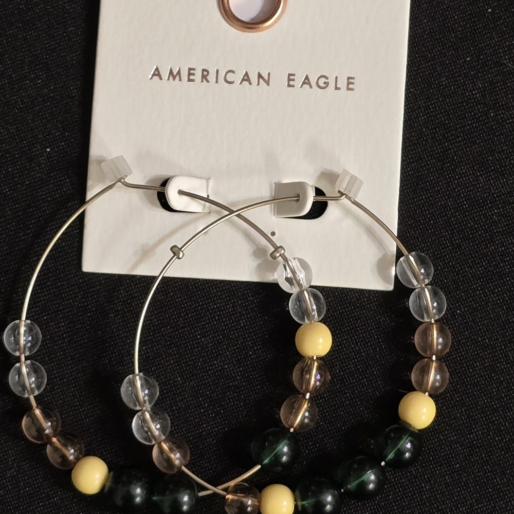 American Eagle Outfitters Beaded Hoop Earrings - Yellow, Brown, Black